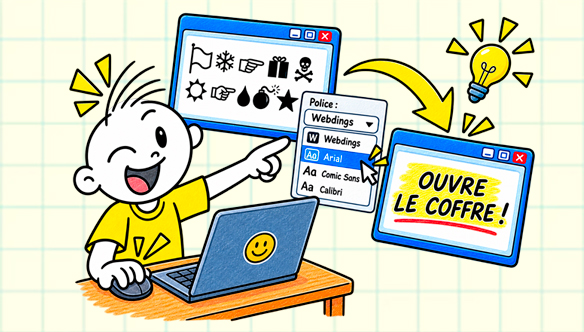 Ordinateur + Message caractères « Webdings »